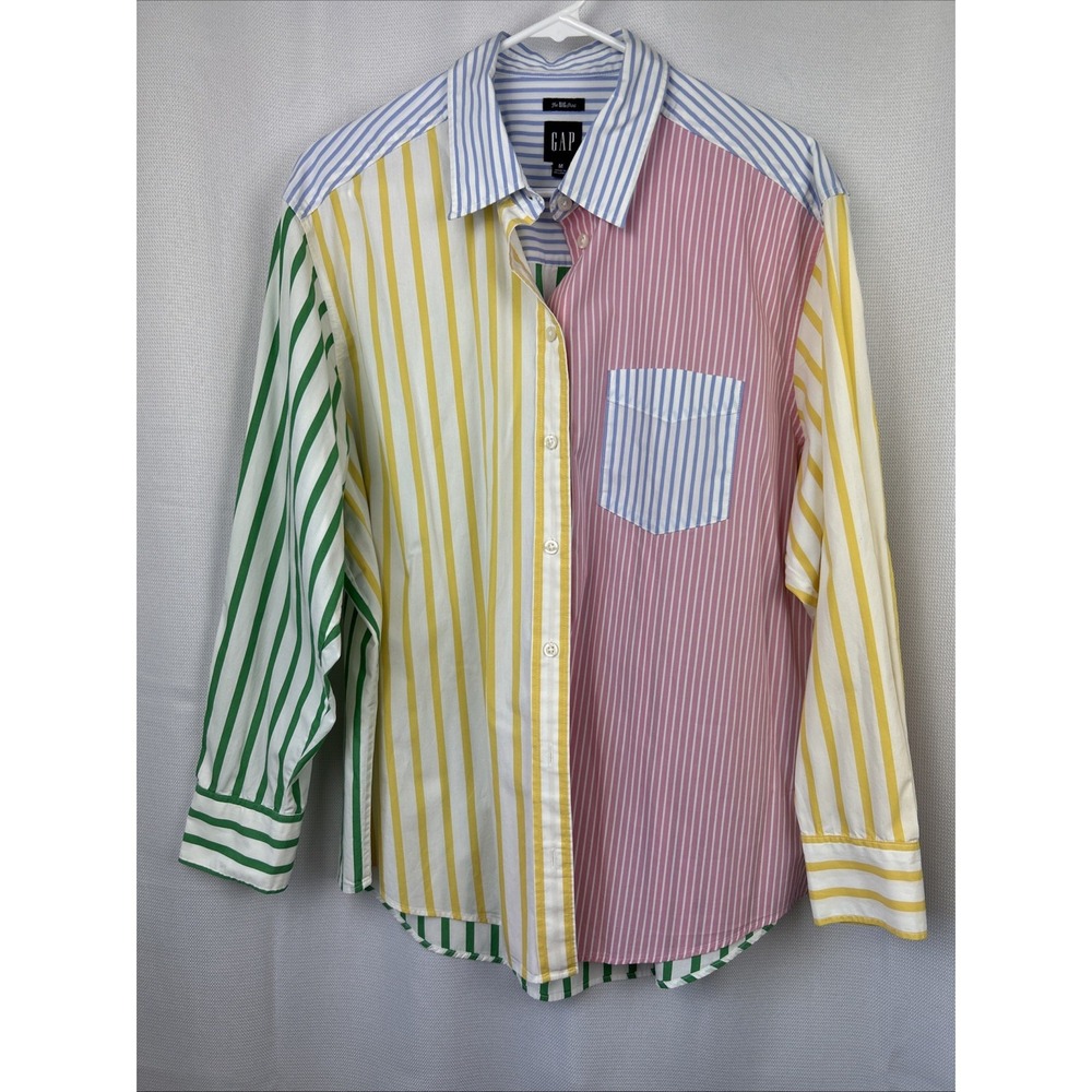 GAP The Big Shirt Women's M Colorblock Stripe Oversized Button Down Preppy 90s